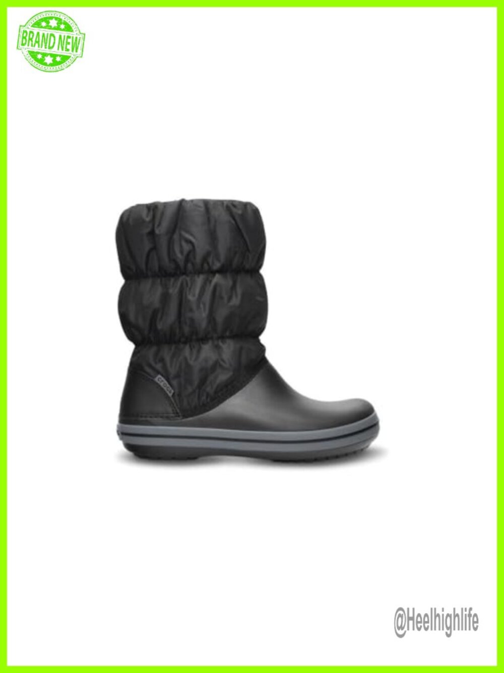 Crocs Winter Puff Boots Nylon Shaft Rubber Sole Ankle Boots
